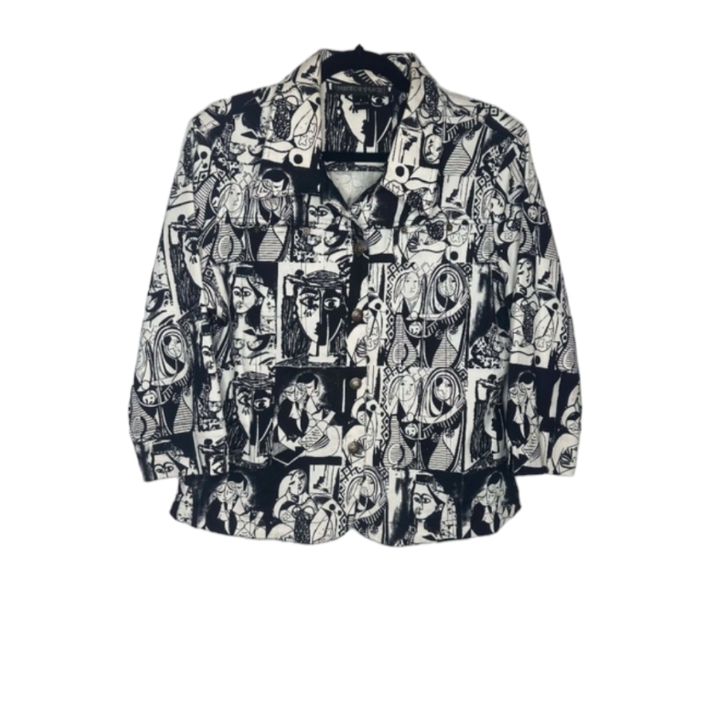Mirror Image Women’s Vintage Black White Picasso Art Style Jacket Size L